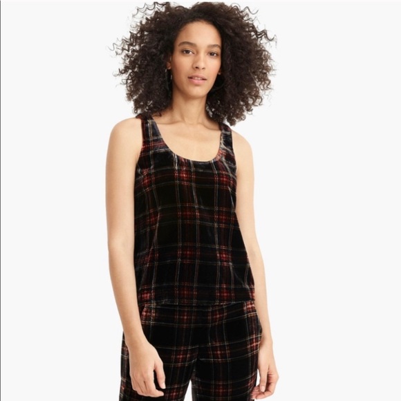 J.Crew Velvet Plaid Tank Top in Stewart Tartan - Picture 3 of 11